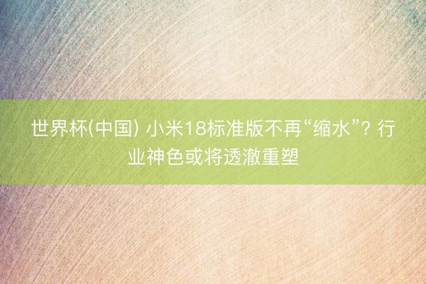 世界杯(中国) 小米18标准版不再“缩水”? 行业神色或将透澈重塑