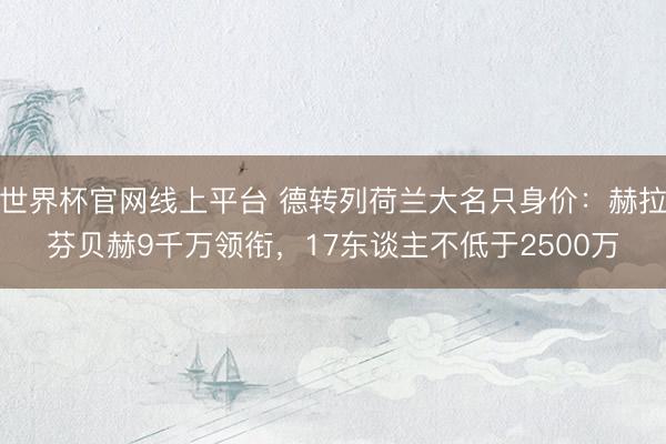 世界杯官网线上平台 德转列荷兰大名只身价：赫拉芬贝赫9千万领衔，17东谈主不低于2500万