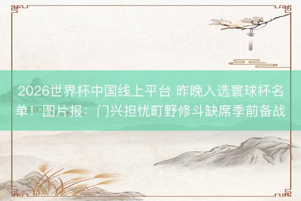 2026世界杯中国线上平台 昨晚入选寰球杯名单！图片报：门兴担忧町野修斗缺席季前备战