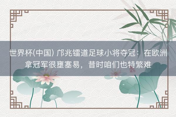 世界杯(中国) 邝兆镭道足球小将夺冠：在欧洲拿冠军很壅塞易，昔时咱们也特繁难