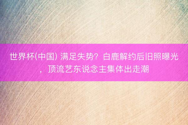 世界杯(中国) 满足失势？白鹿解约后旧照曝光，顶流艺东说念主集体出走潮