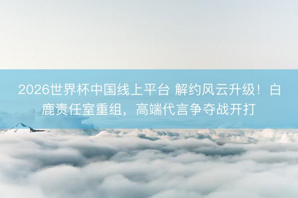2026世界杯中国线上平台 解约风云升级!白鹿责任室重组,高端代言争夺战开打